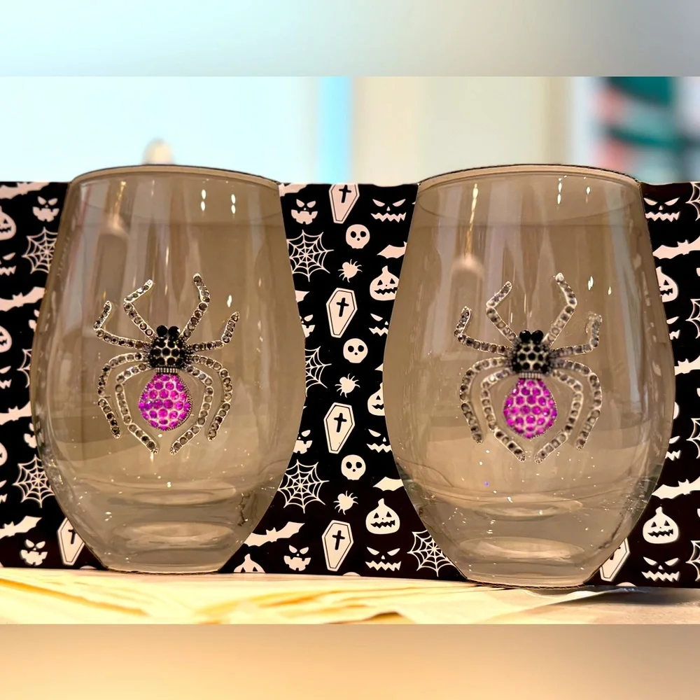 Crystal Spider Stemless wine glasses